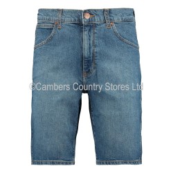 Wrangler Mens Jean Shorts 5 Pocket Cleaned Up Blue